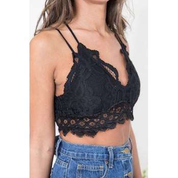Black Lace Bralette with Lining Purple